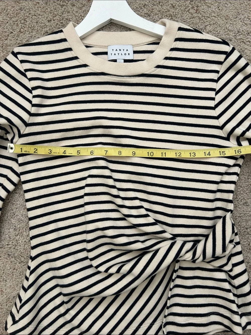 Tanya Taylor Carlita Top Cream and Black Striped Knit - Picture 6 of 11